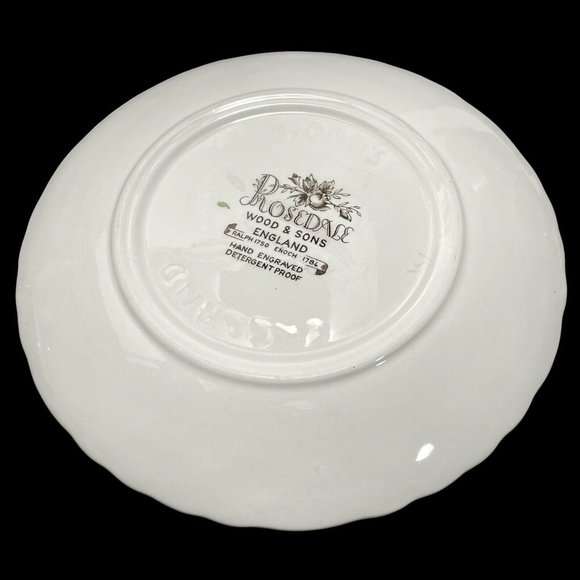 Vintage 1960s Wood & Sons England Rosedale Butter Dish Ironstone Hand Engraved - Picture 5 of 11